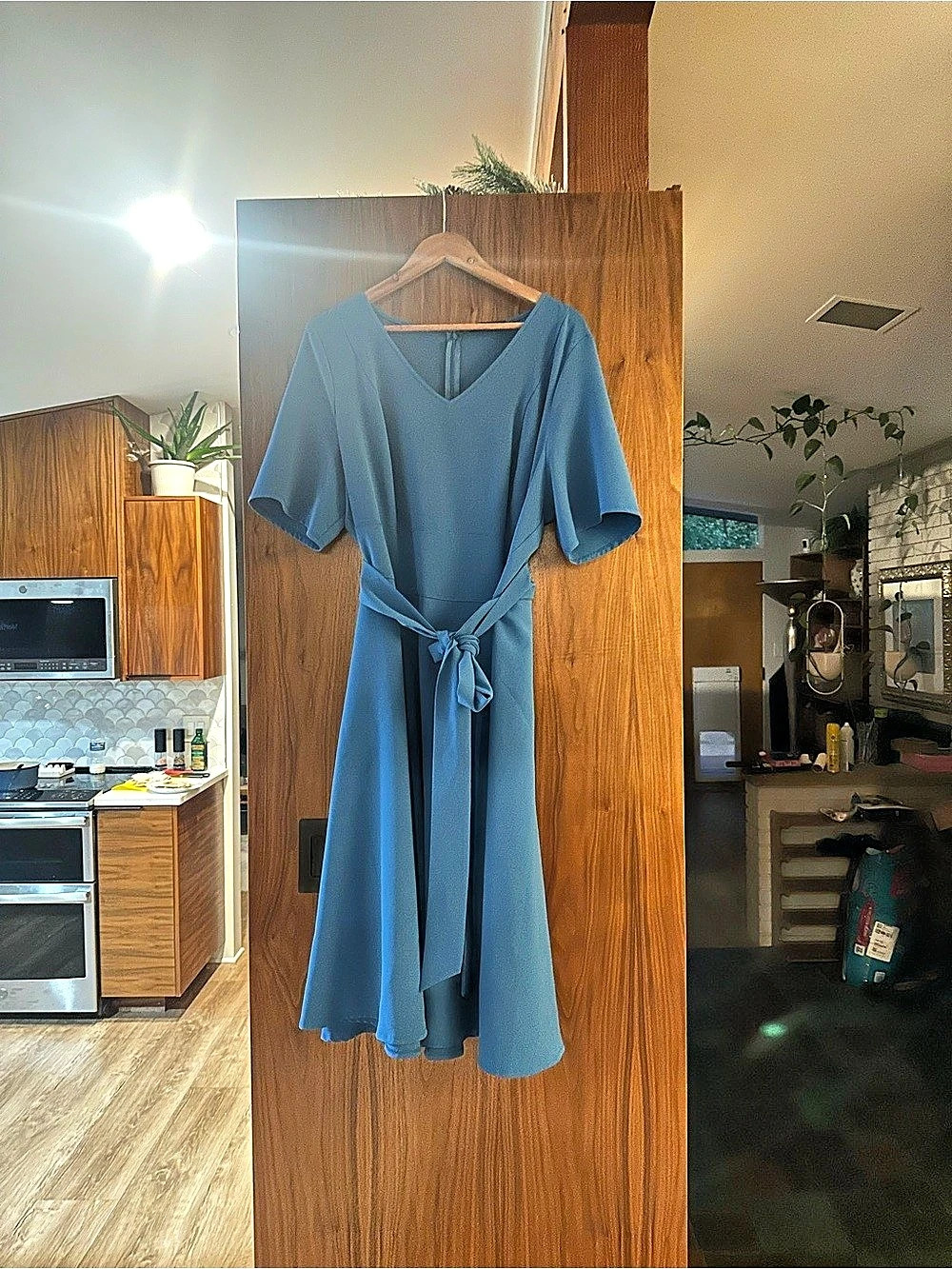 Lane Bryant Lena V-Neck Level-Hem Midi Dress V-Neck Blue Size 20 Like New